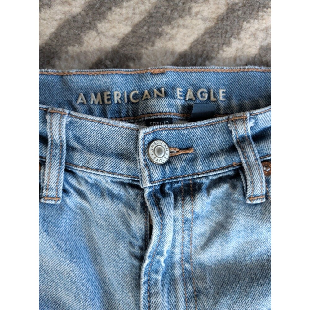 American Eagle Jeans Womens 6 Blue Short Stovepipe Wide Leg Light Wash Boho - Picture 2 of 9